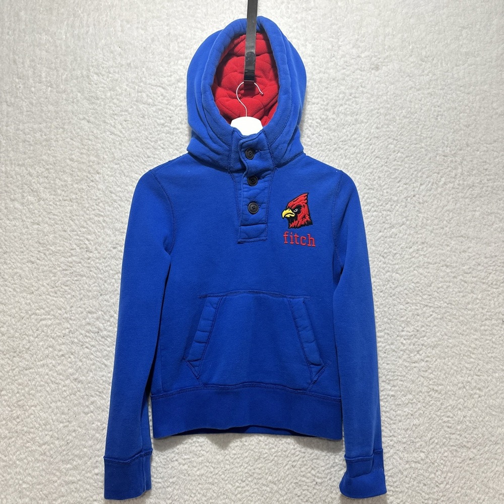 Abercrombie‎ & Fitch Kids Muscle Hooded Sweatshirt Red Embroidered Cardinal Logo